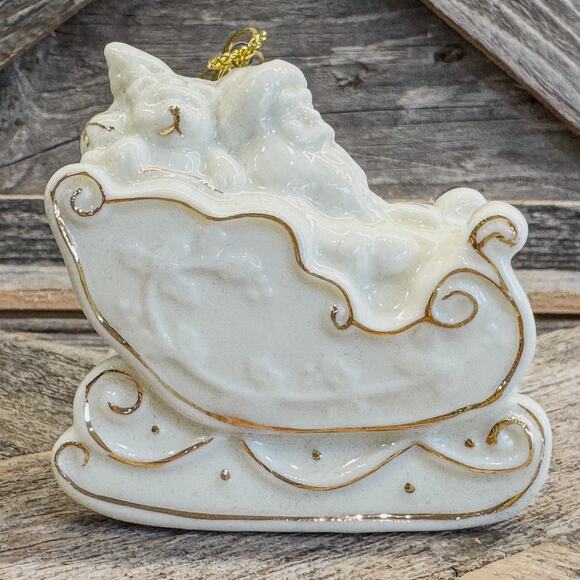 St. Nicholas Square, Santa’s Sleigh and Toys Porcelain Ornament, Original Box - Picture 5 of 9